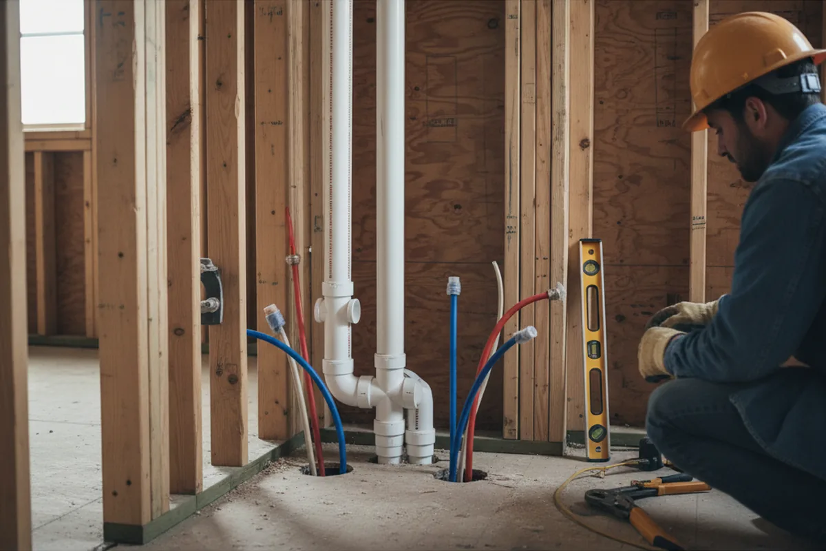 Drain and supply rough-in during Garbage Disposal Repair in Norman
